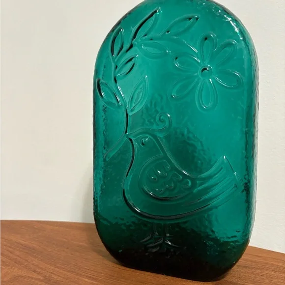 Teal Embossed Glass Vase - Picture 4 of 8